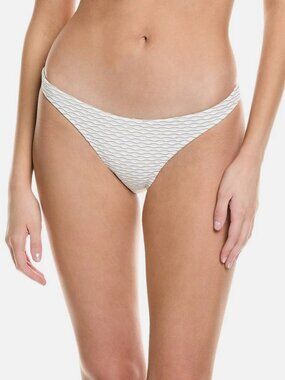 Milly Women White Textured Waves Bikini Bottom Swimwear Petite Size P